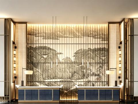 新中式酒店公区工装设计